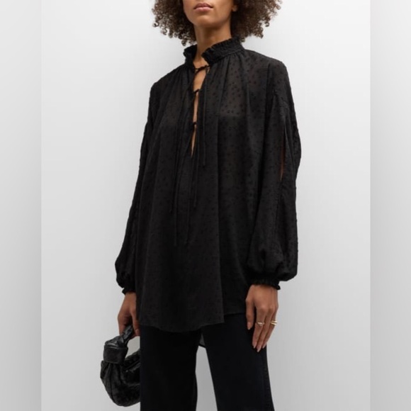 IRO Robbin’s Tie Front Sheer Polka Dot Blouse NWT 34 XS - Picture 1 of 6